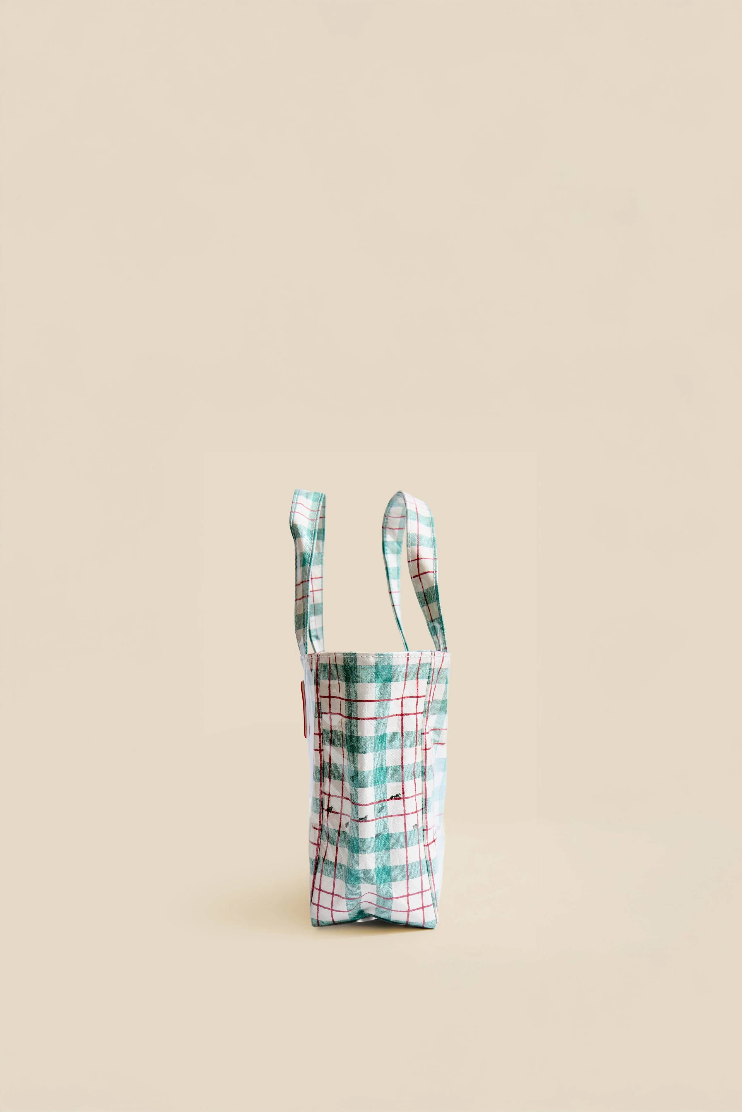 Green Plaid Vinyl Tote Bag - Image 3