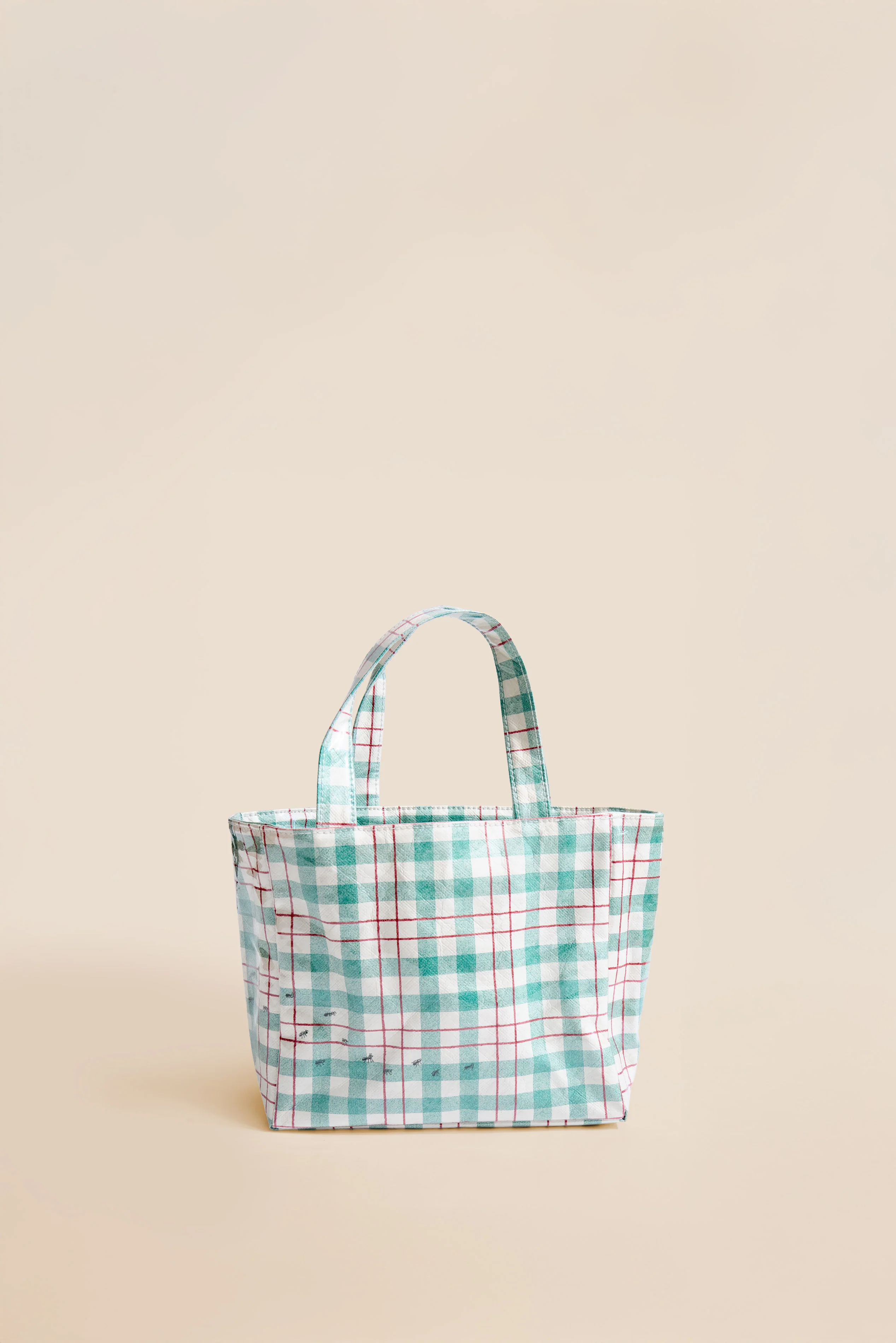 Green Plaid Vinyl Tote Bag - Image 4