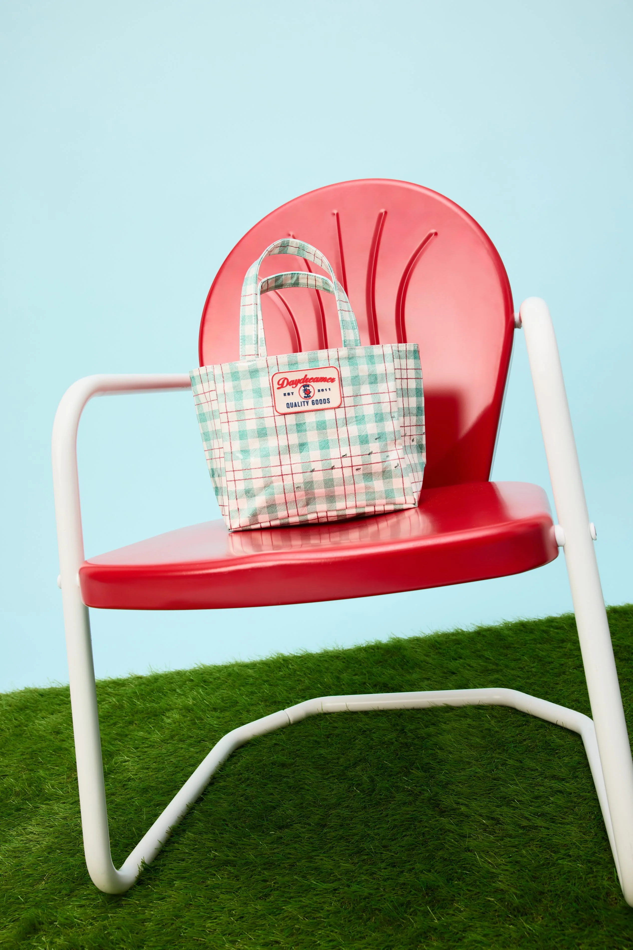 Green Plaid Vinyl Tote Bag - Image 5