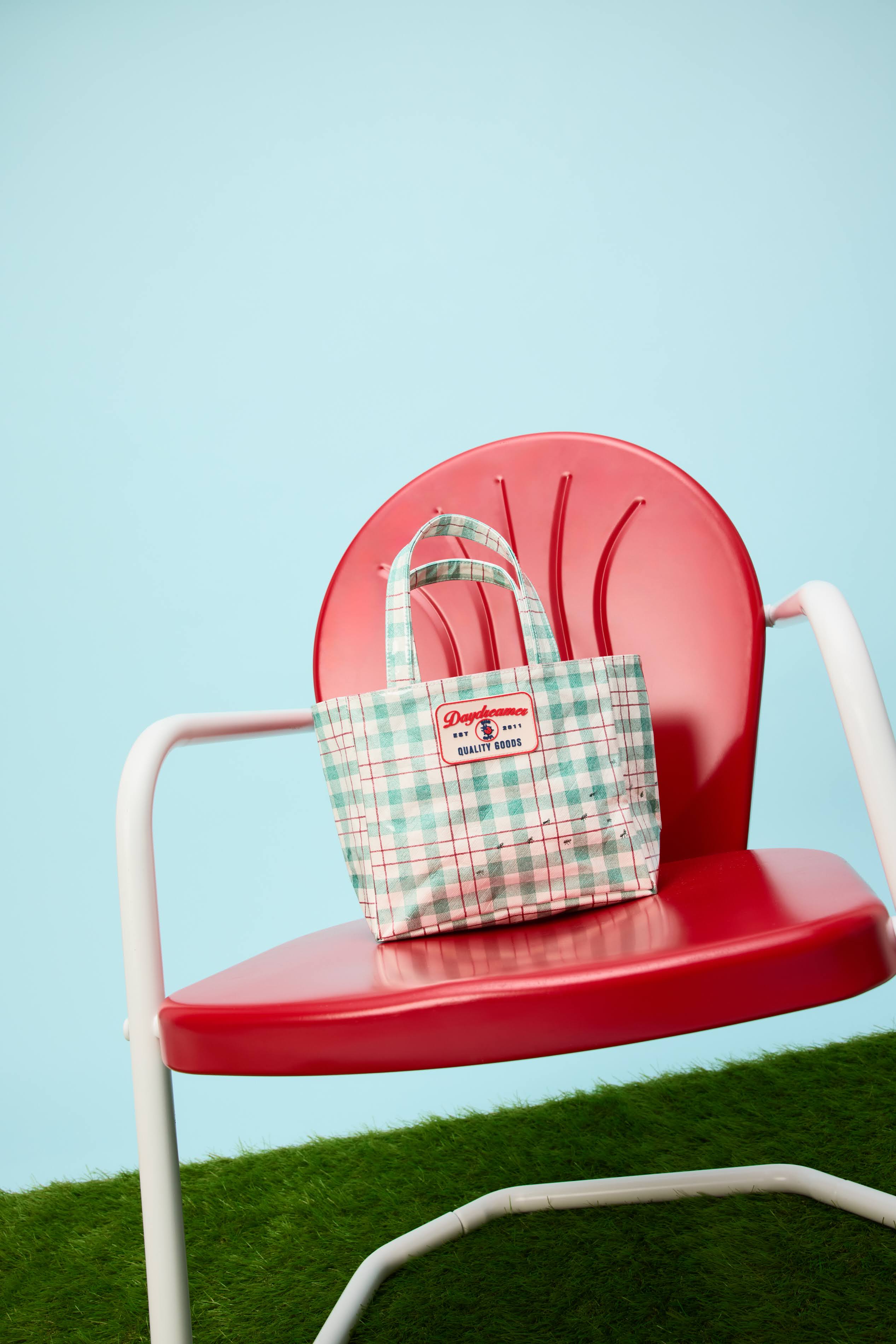 Green Plaid Vinyl Tote Bag - Image 6