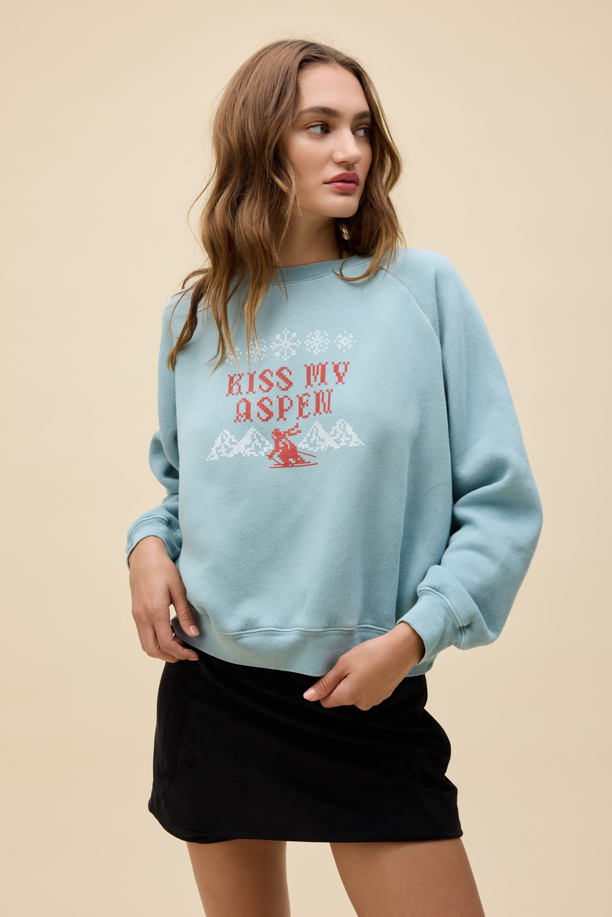 Kiss My Aspen Shrunken Raglan Sweatshirt - Image 4