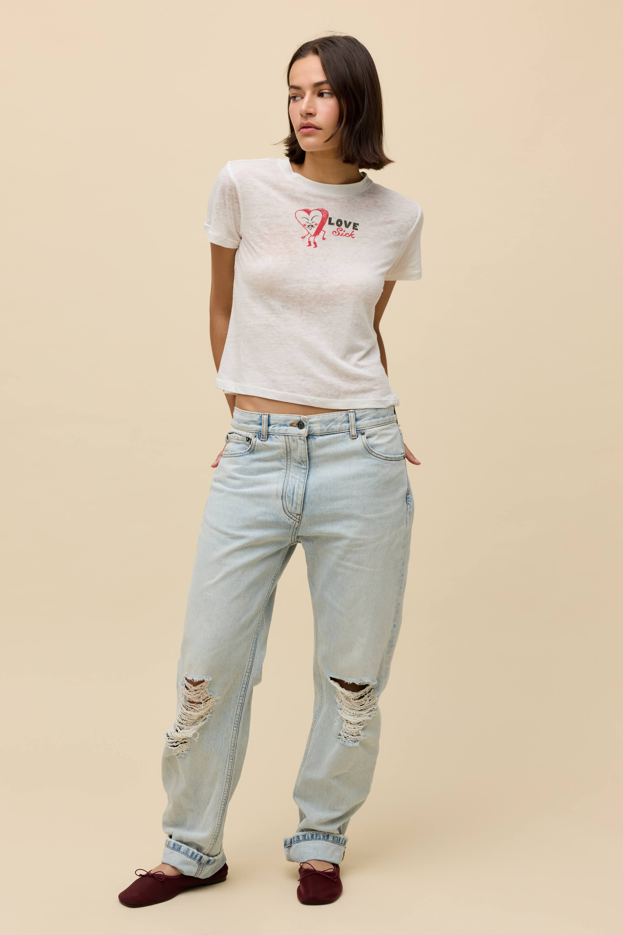 Love Sick Heart Burnout Vintage Tee - Image 4