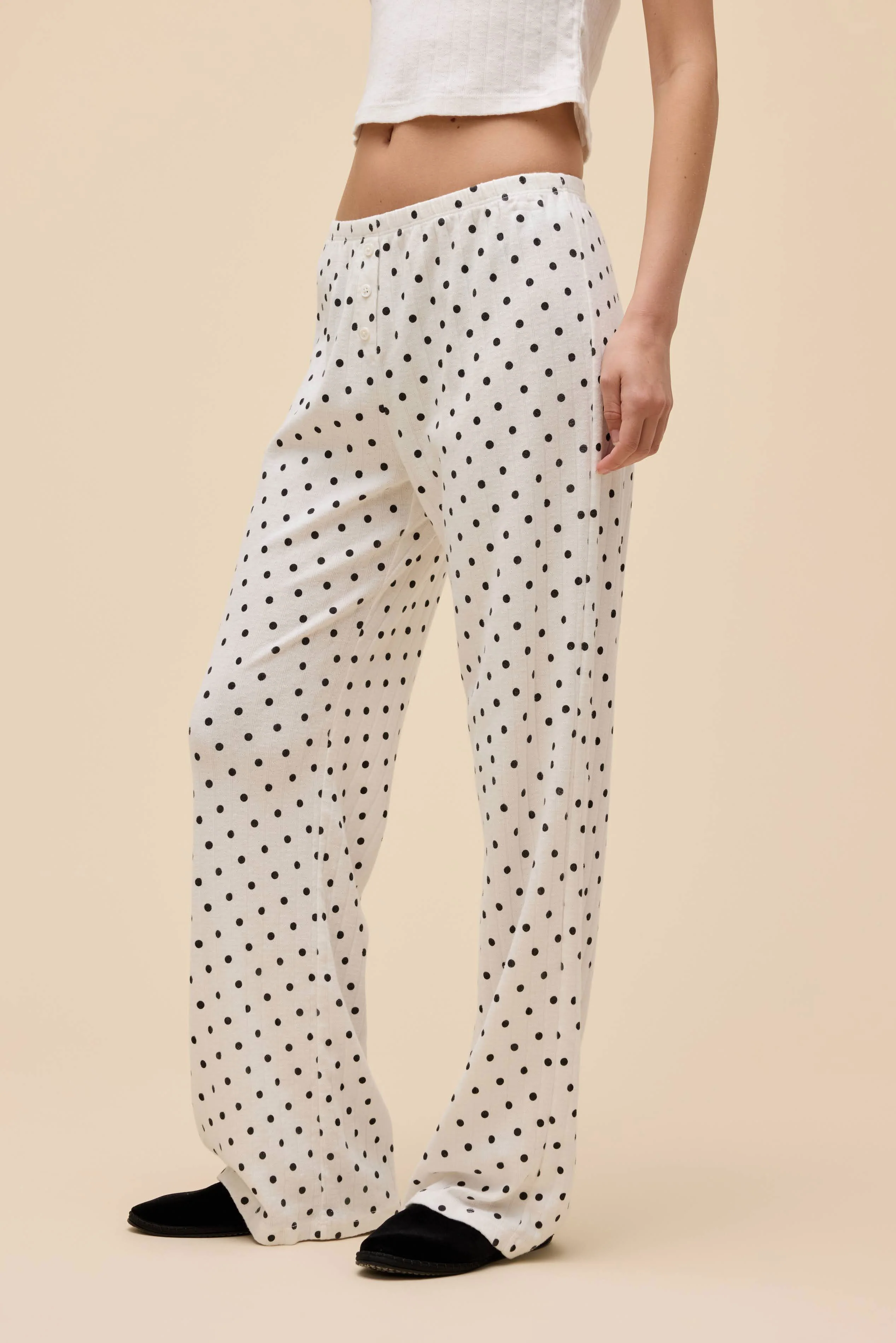 Polka Dot Pointelle Lounge Pant - Image 5