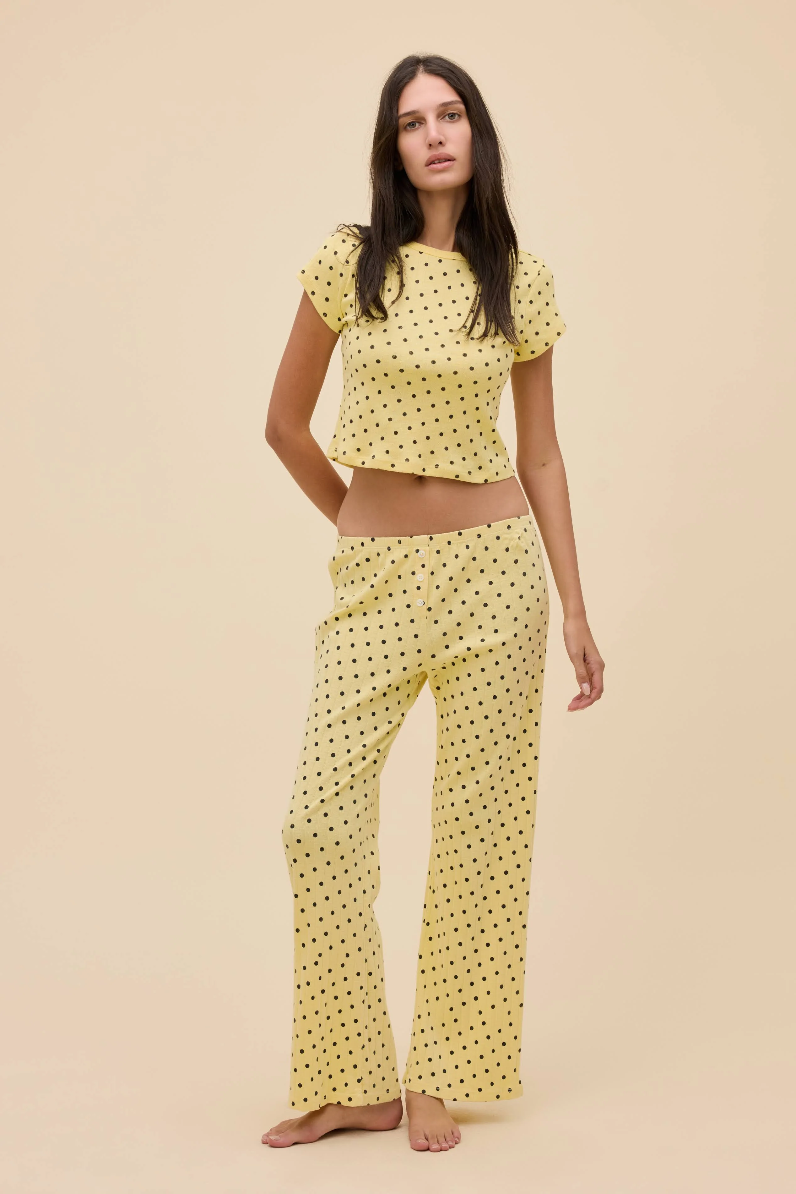 Polka Dot Pointelle Lounge Pant - Image 4