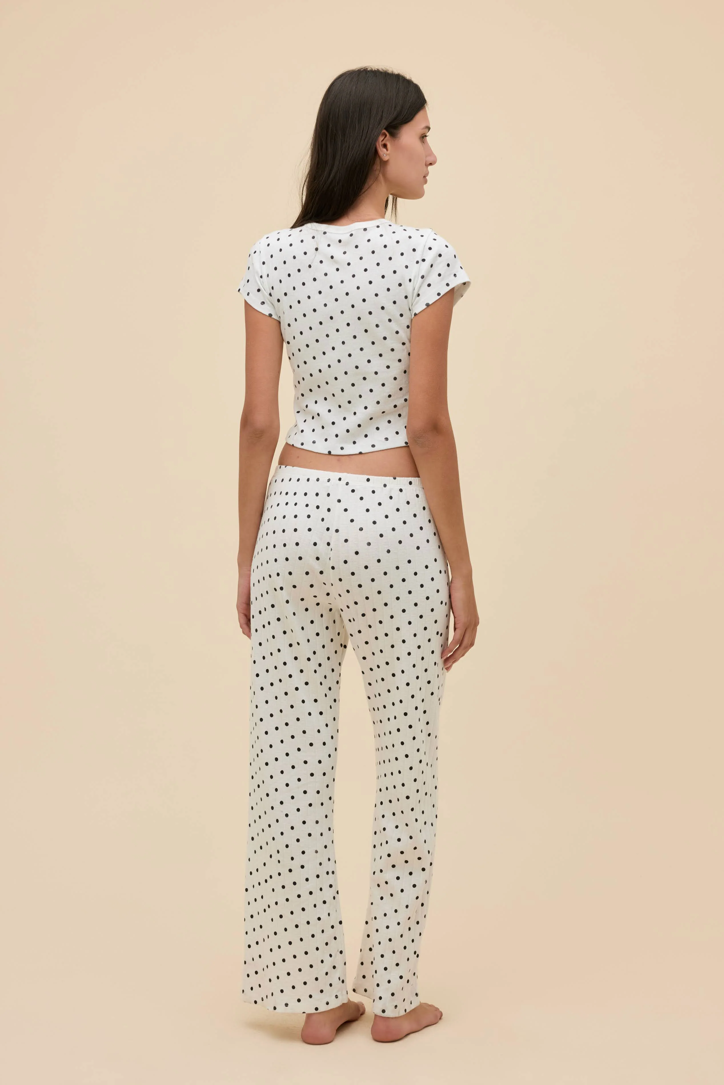 Polka Dot Pointelle Lounge Pant - Image 4