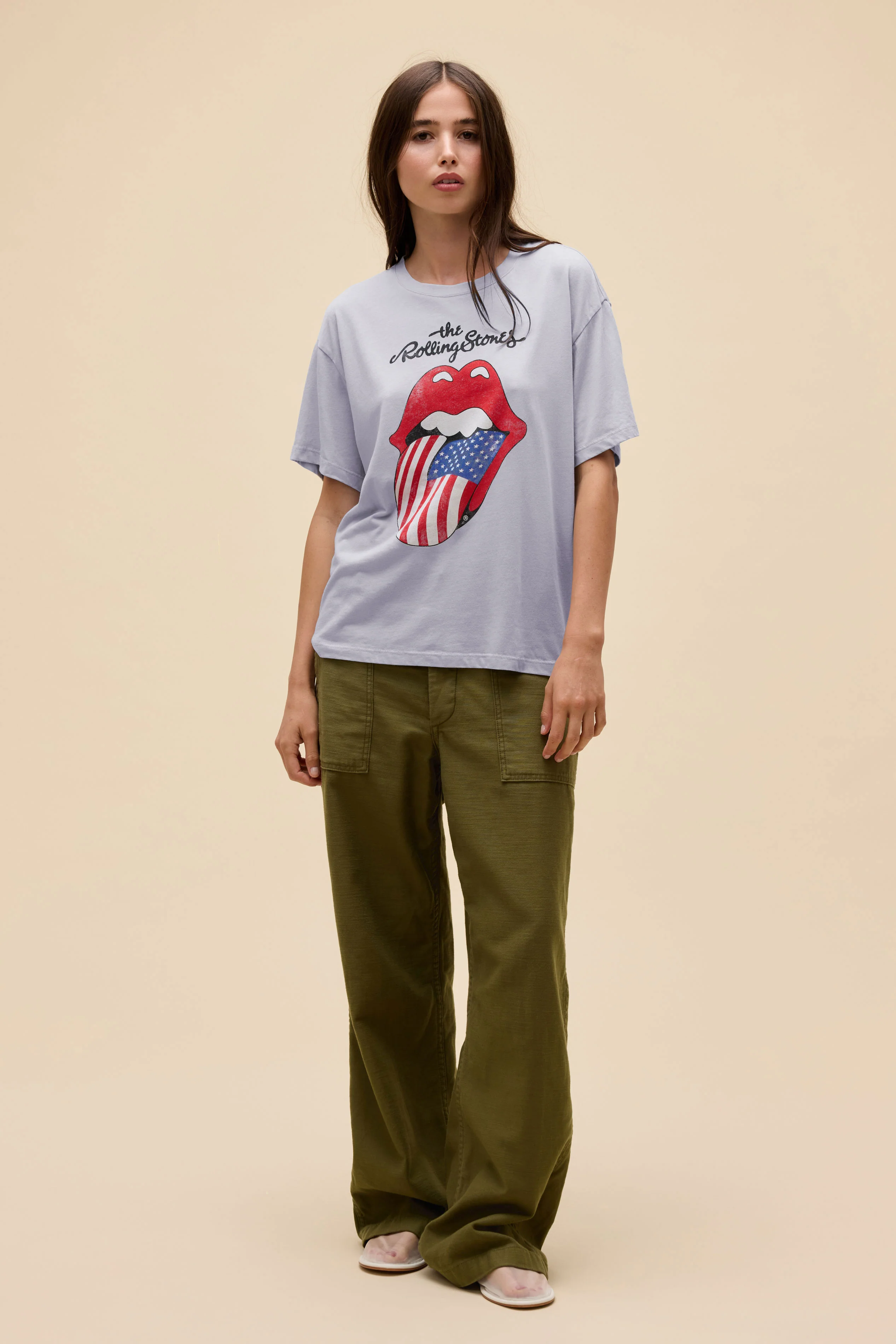 Rolling Stones Flag Tongue Burnout Boyfriend Tee - Image 3