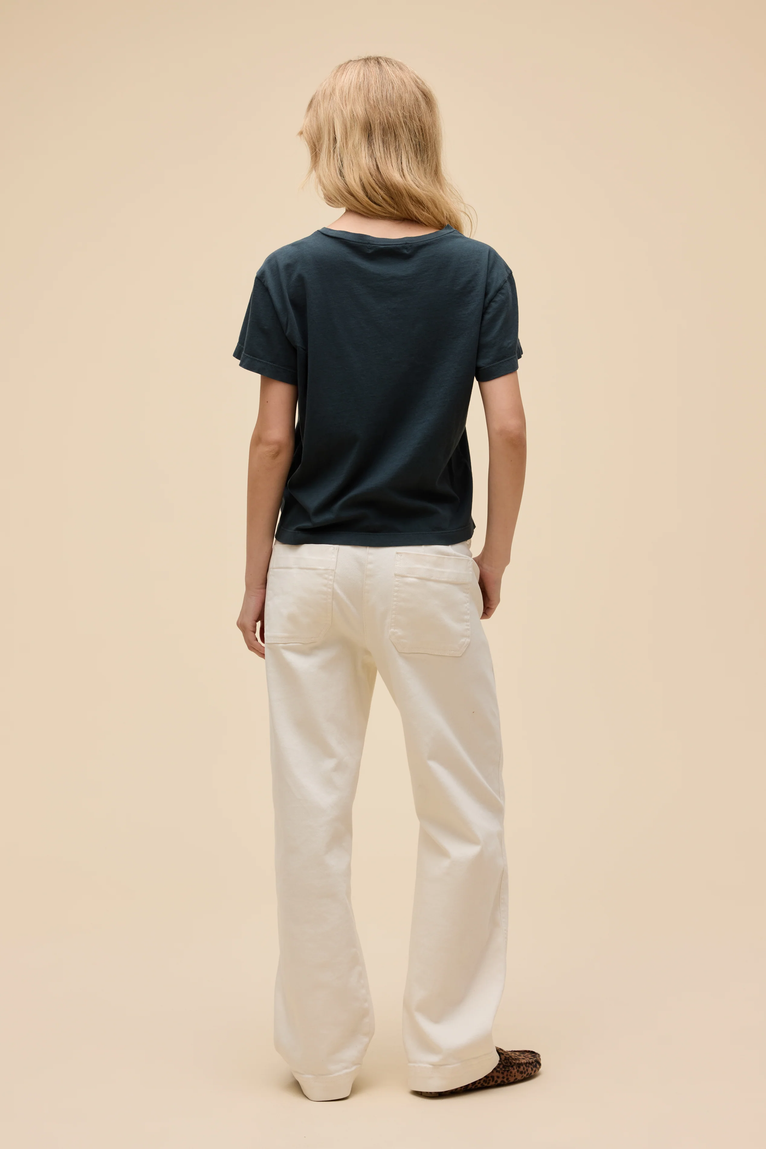 Solid Boxy V-Neck Tee - Image 3