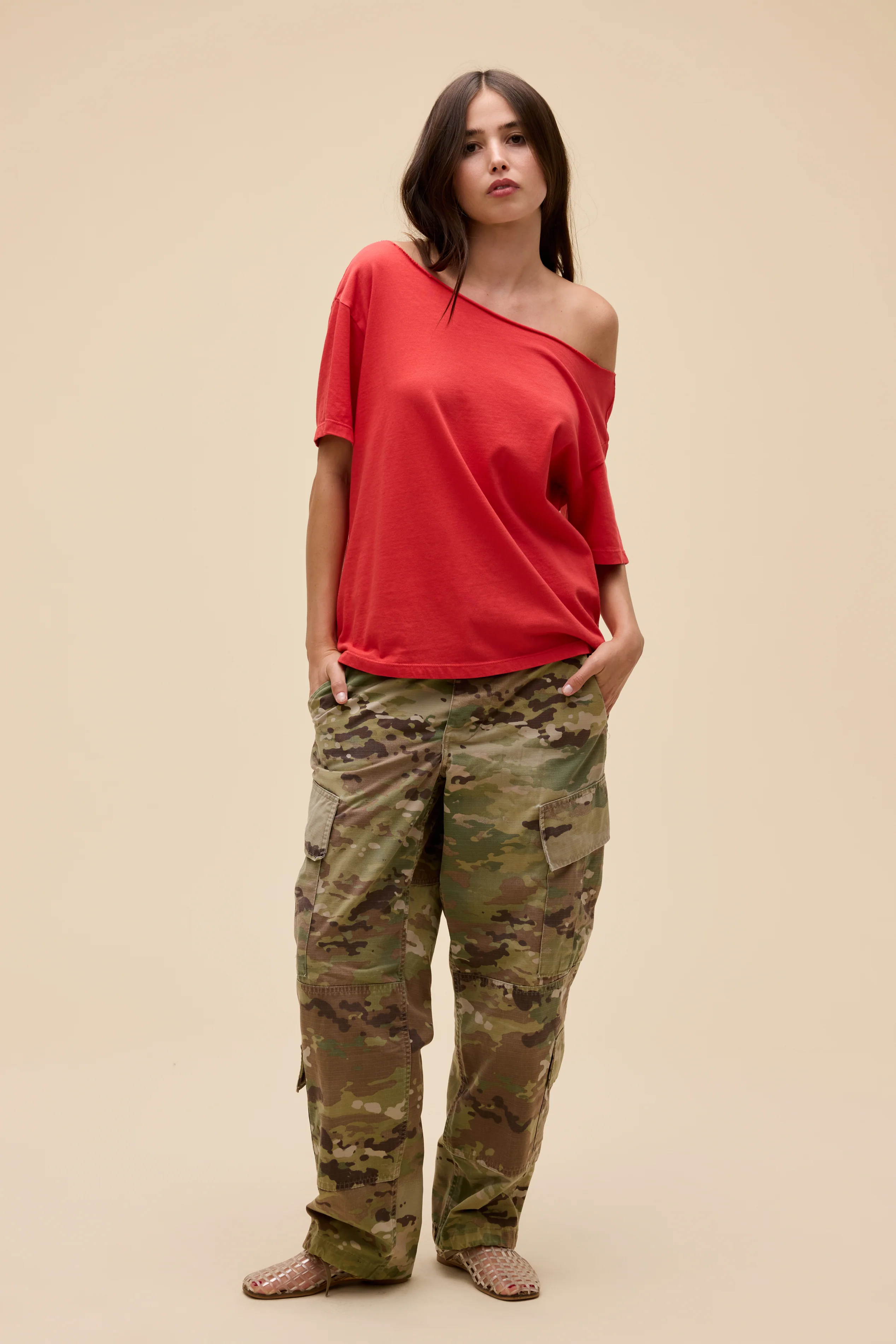 Solid Off-The-Shoulder Tee - Image 2