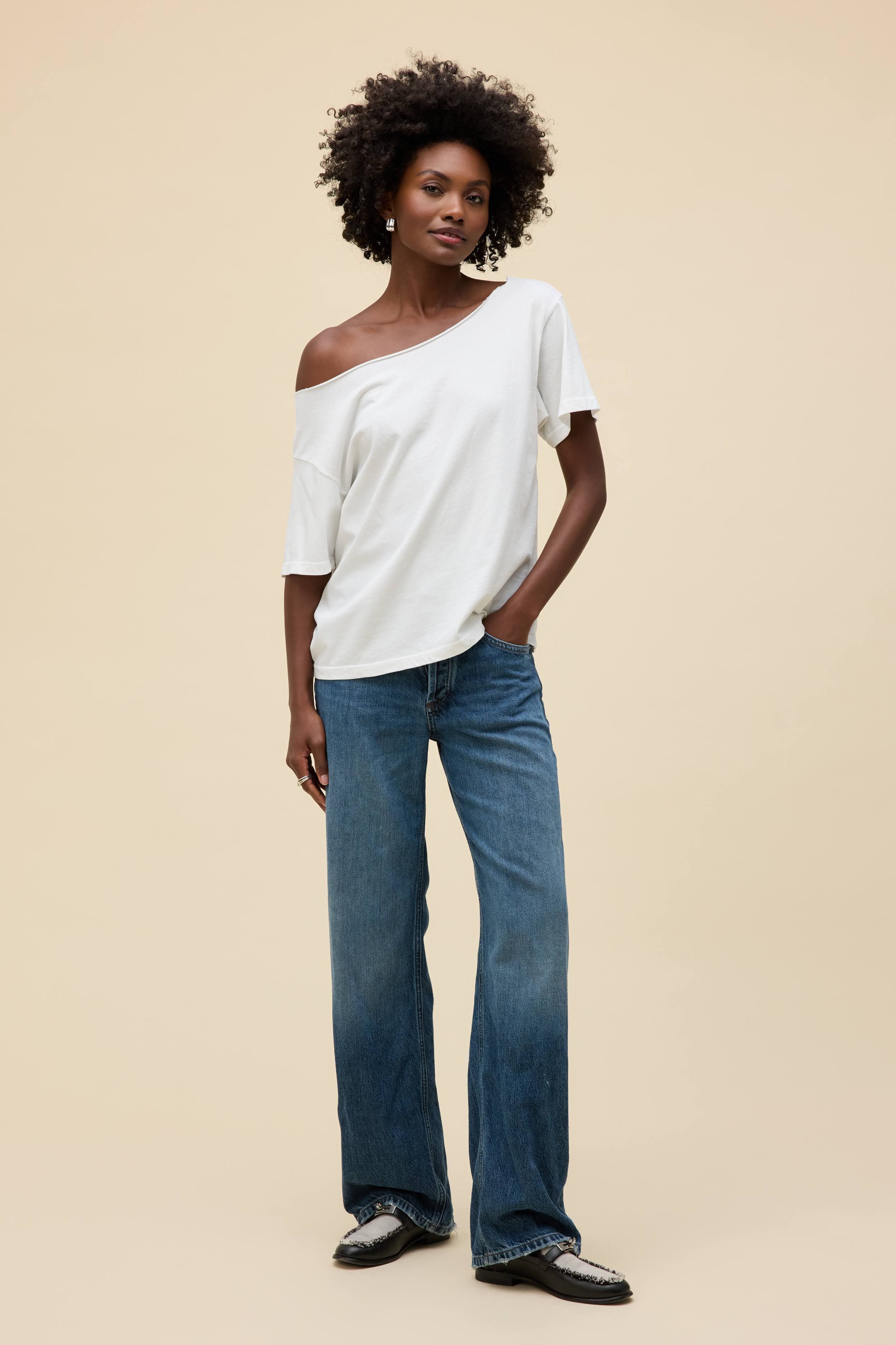 Solid Off-The-Shoulder Tee - Image 3