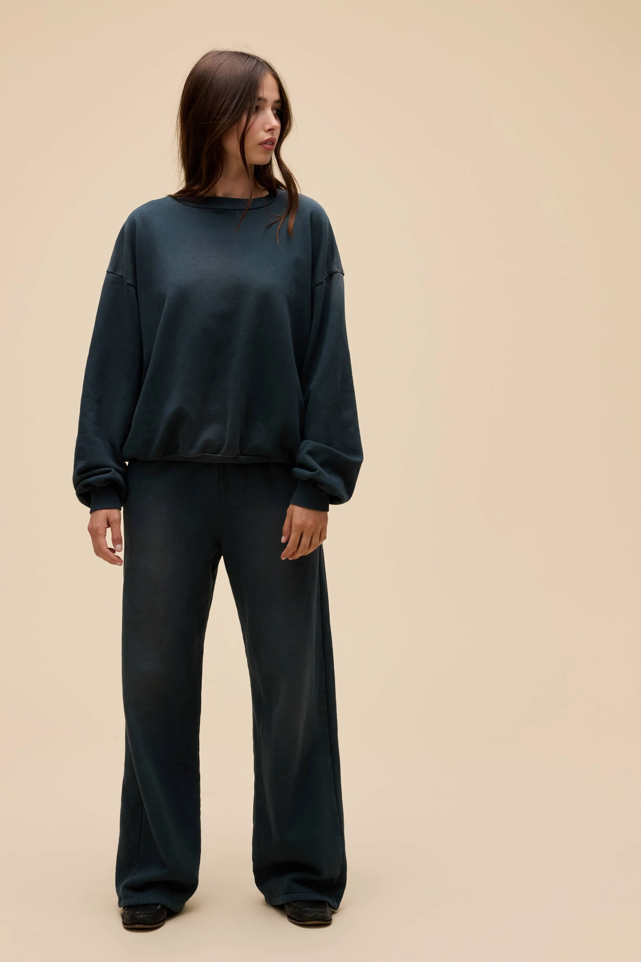 Solid Oversized Crew Sweatshirt