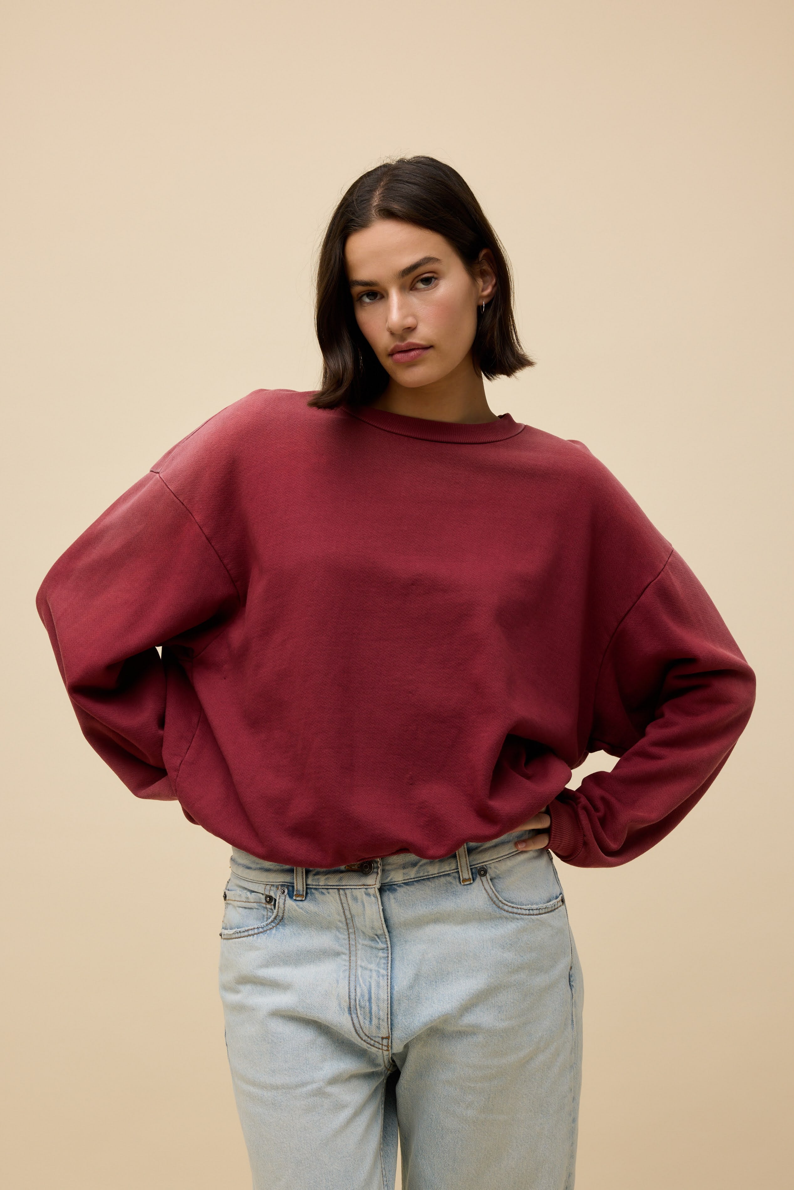 Solid Oversized Crew Sweatshirt - Image 5