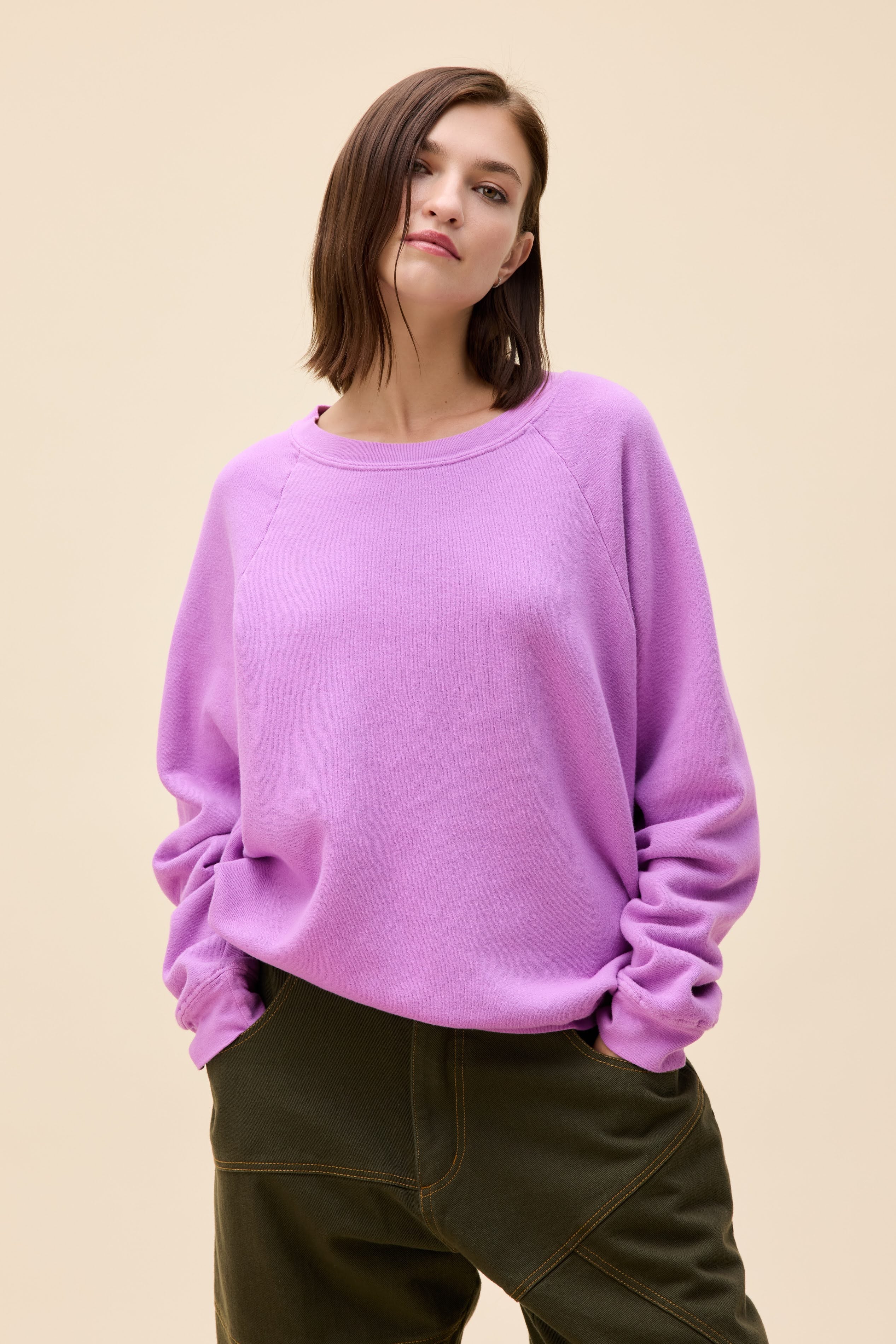 Solid Vintage Raglan Sweatshirt - Image 3