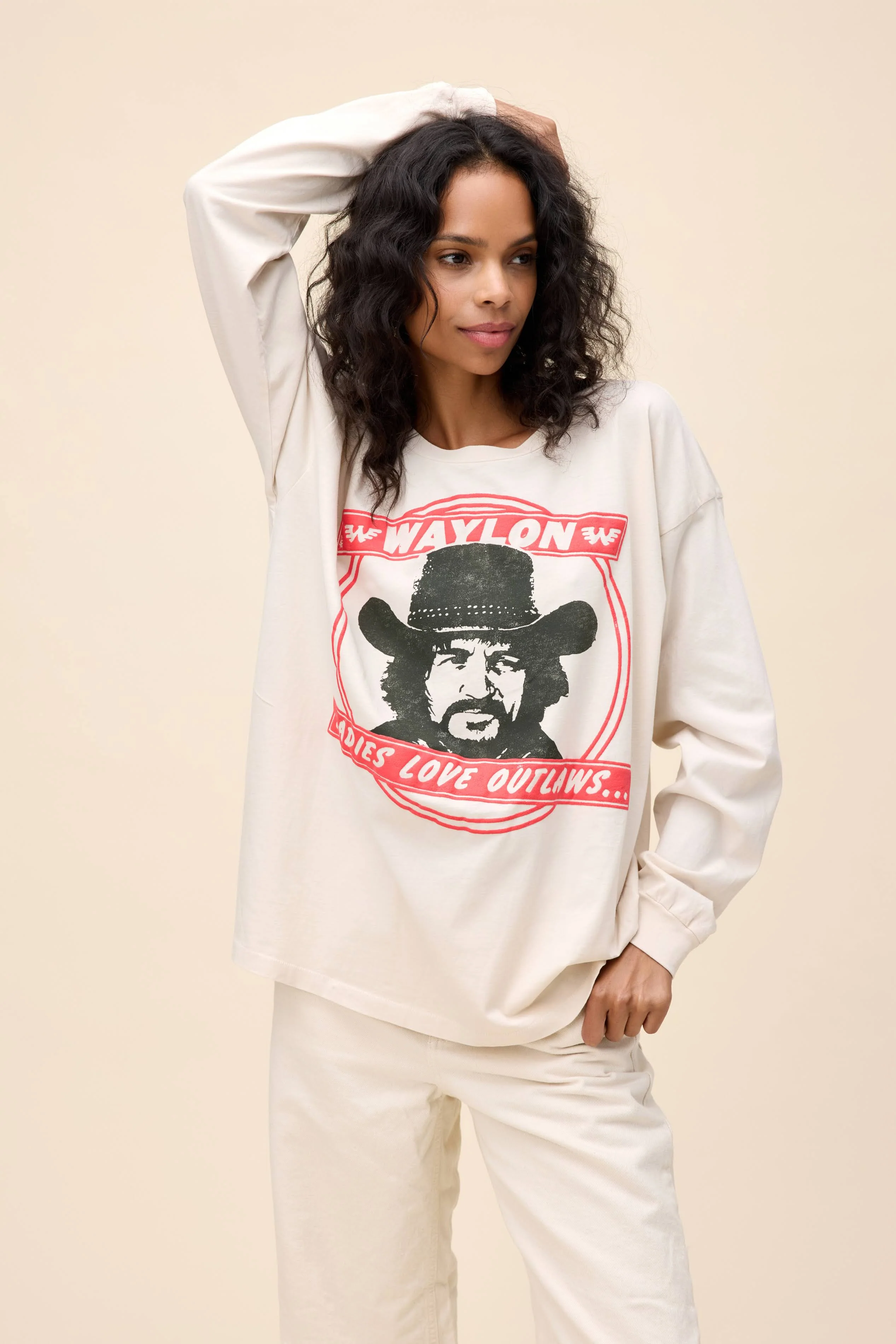 Waylon Jennings Love Outlaws Merch Long Sleeve - Image 3