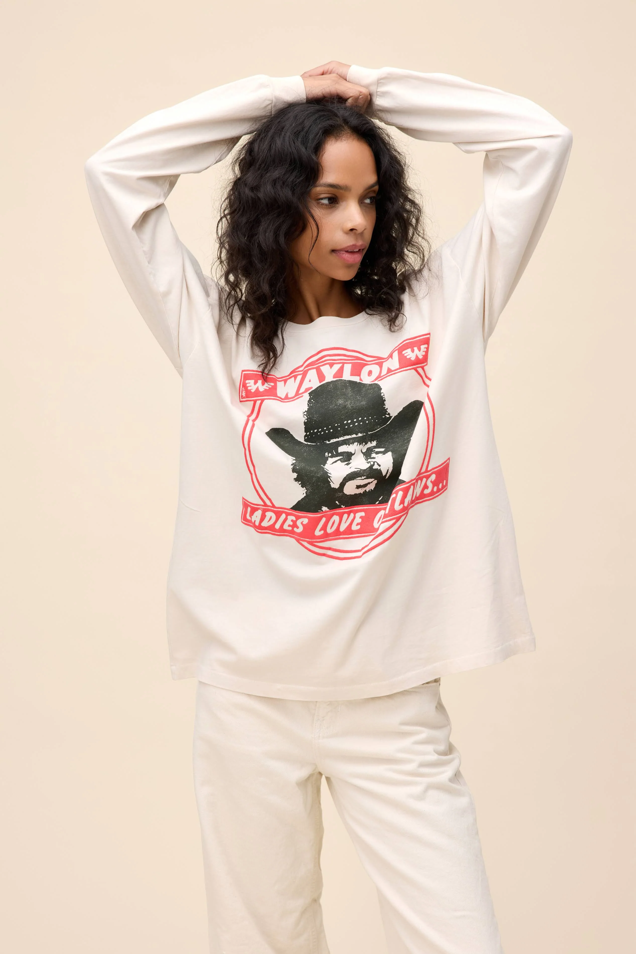 Waylon Jennings Love Outlaws Merch Long Sleeve - Image 4