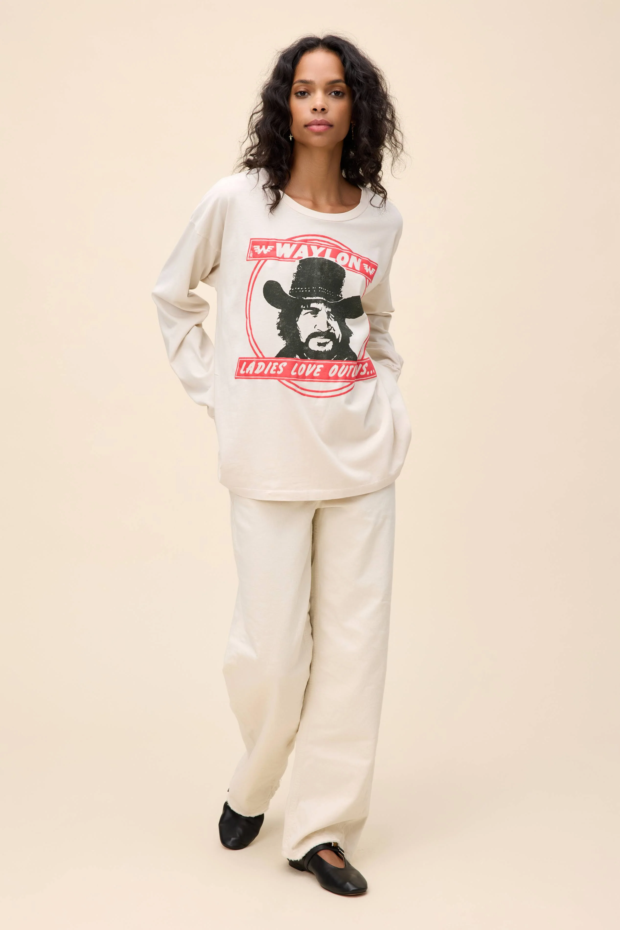 Waylon Jennings Love Outlaws Merch Long Sleeve - Image 5