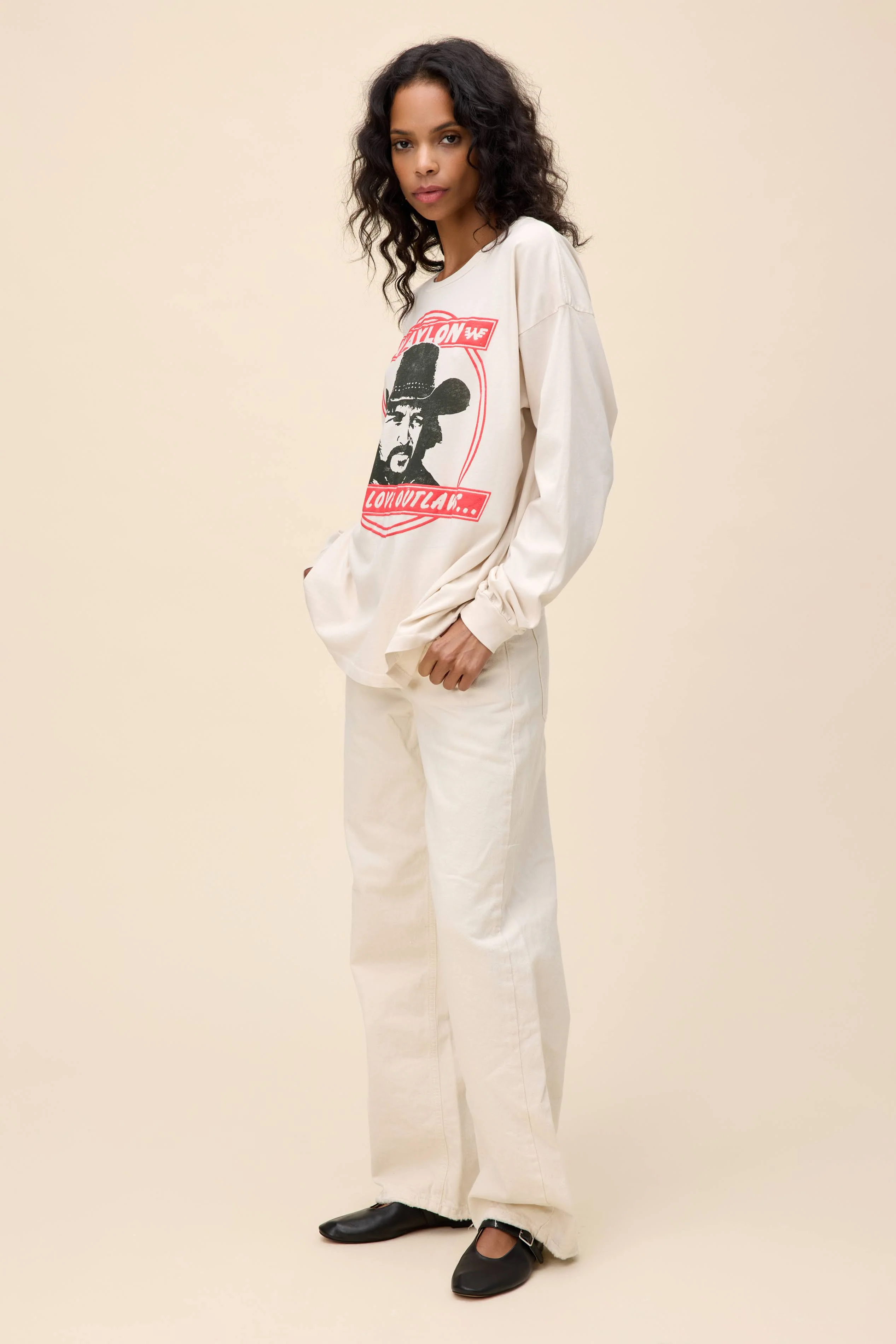 Waylon Jennings Love Outlaws Merch Long Sleeve - Image 6